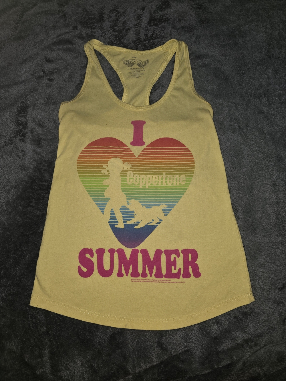 Savvy Yellow Coppertone Beach Baby I Heart Summer Graphic Tank